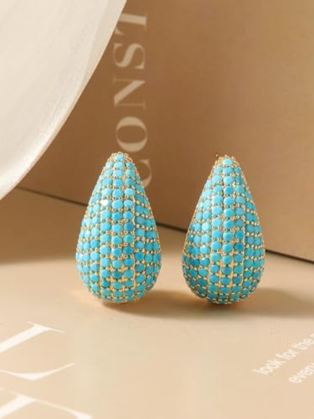 Chunky 18K Gold Plated Hoop Earring Silver Teardrop Earrings for Women